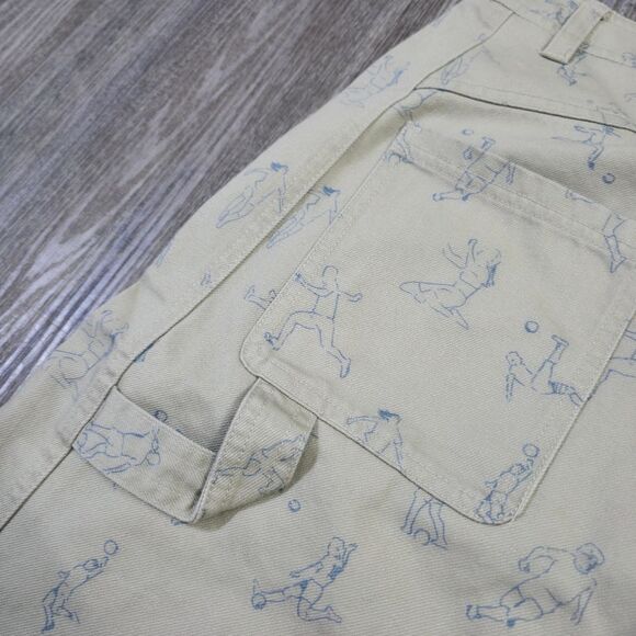 Puma X Kidsuper Studios Wide Leg Denim Jeans Pants Women's Medium M Beige AOP - Picture 11 of 14